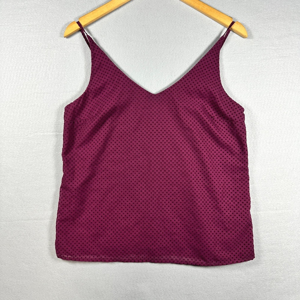Banana Republic Womens Burgundy Flocked Velvet Polka Dot V-Neck Camisole Top S